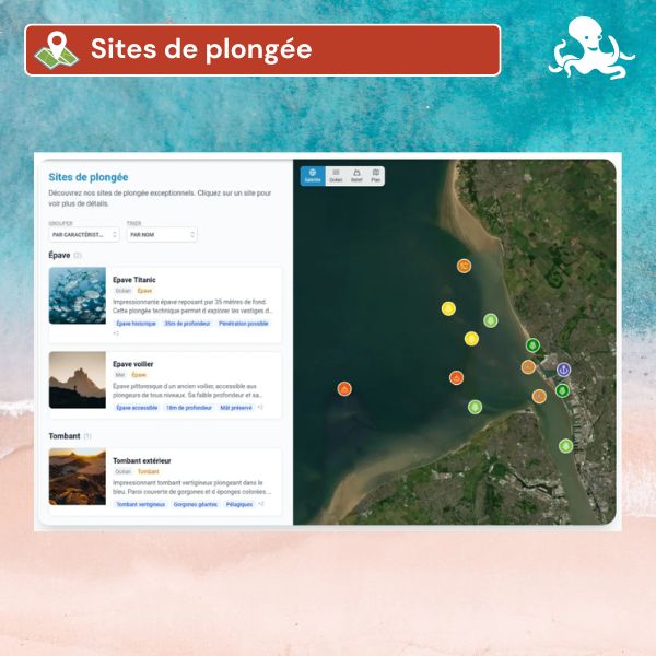 Publiez la carte de vos sites de plongée avec Mabadive